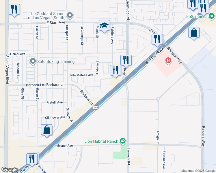 map of restaurants, bars, coffee shops, grocery stores, and more near 329 Welsh Mist Court in Las Vegas