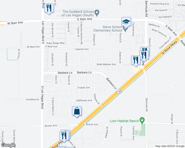 map of restaurants, bars, coffee shops, grocery stores, and more near 196 Bella Milano Avenue in Las Vegas