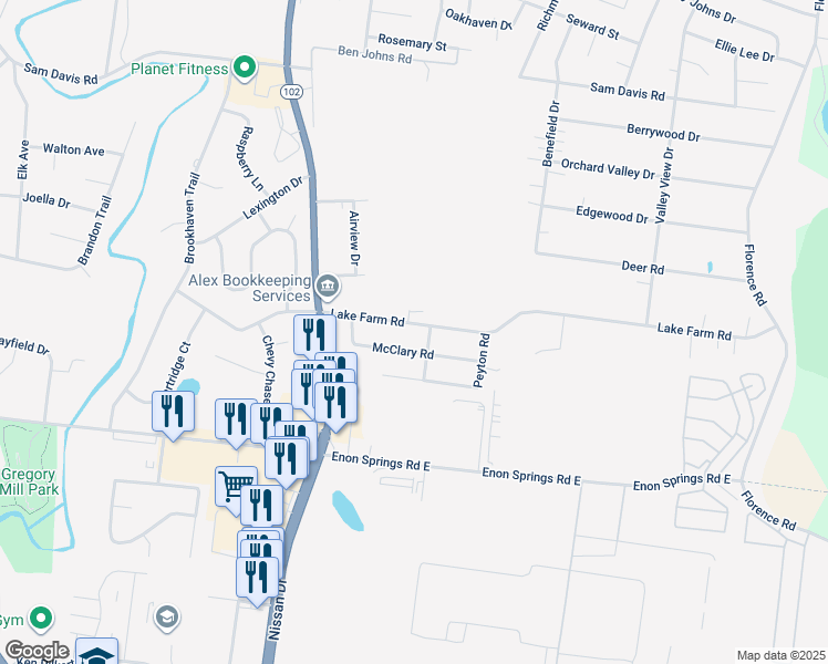 map of restaurants, bars, coffee shops, grocery stores, and more near 320 Lake Farm Road in Smyrna