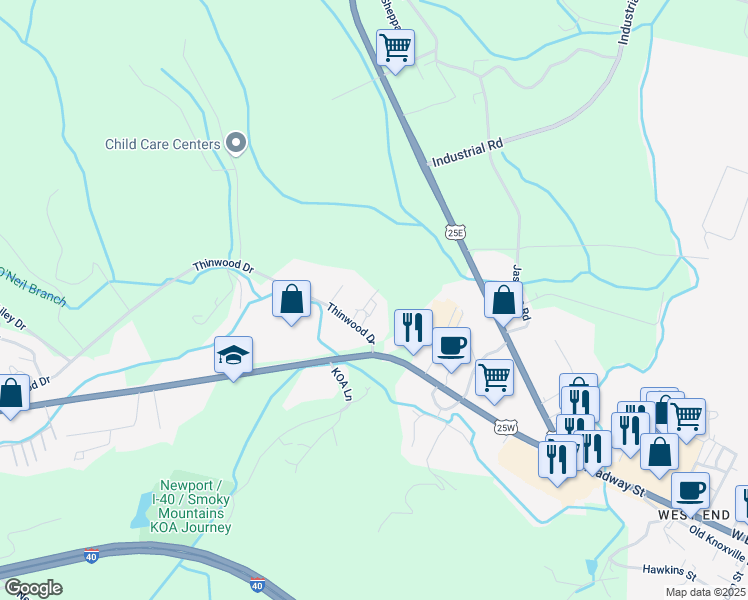 map of restaurants, bars, coffee shops, grocery stores, and more near 140 Lawn Way in Newport