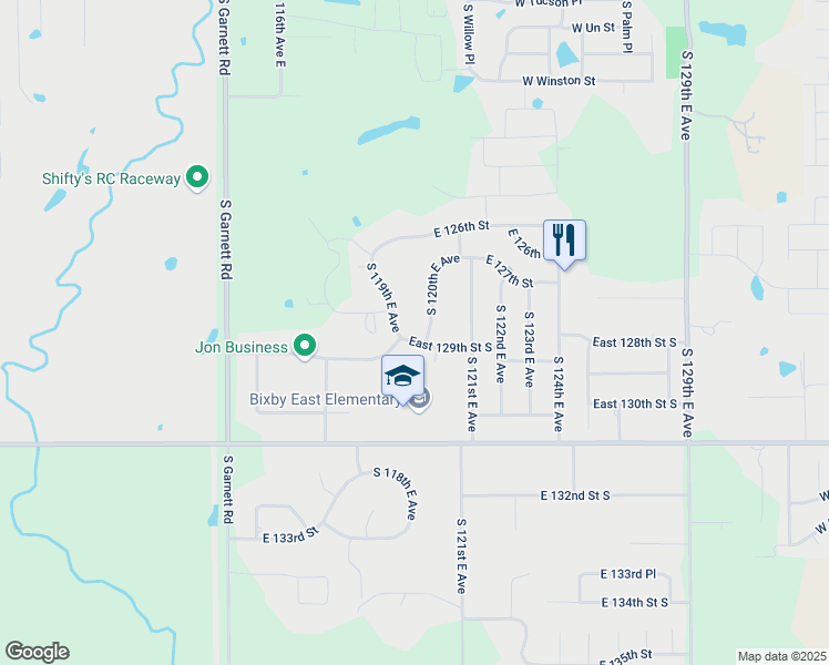 map of restaurants, bars, coffee shops, grocery stores, and more near 12815 South 119th East Avenue in Broken Arrow