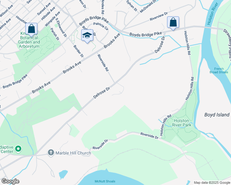 map of restaurants, bars, coffee shops, grocery stores, and more near 3013 Marble Hill Boulevard in Knoxville