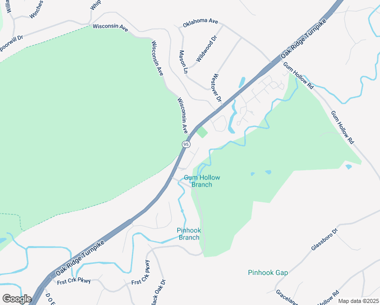 map of restaurants, bars, coffee shops, grocery stores, and more near 215 Sweetgum Lane in Oak Ridge