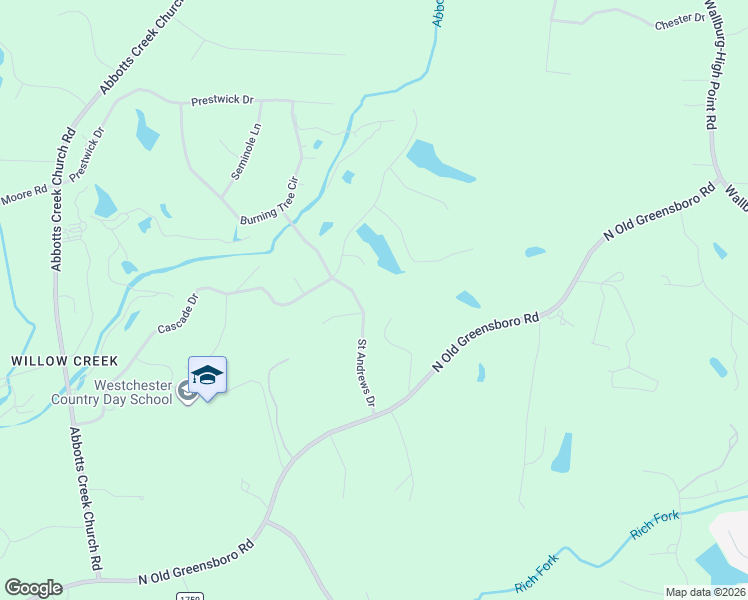 map of restaurants, bars, coffee shops, grocery stores, and more near 120 Saint Andrews Drive in High Point