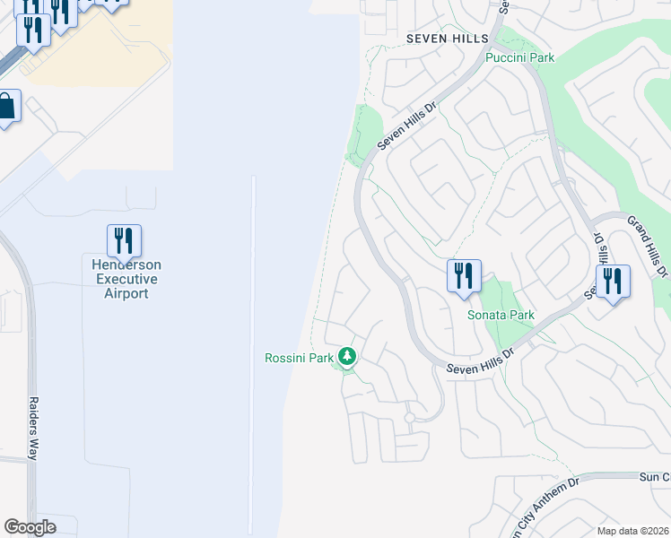 map of restaurants, bars, coffee shops, grocery stores, and more near 1397 Morning Crescent Street in Henderson