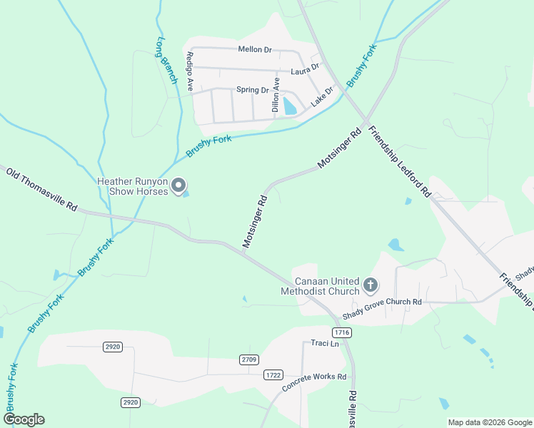 map of restaurants, bars, coffee shops, grocery stores, and more near 2834 Motsinger Road in Winston-Salem