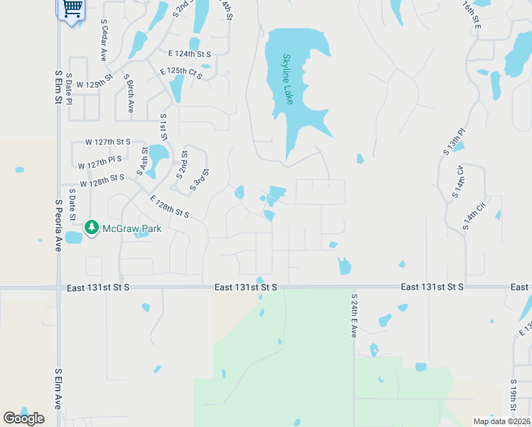 map of restaurants, bars, coffee shops, grocery stores, and more near 501 East 127th Place South in Jenks