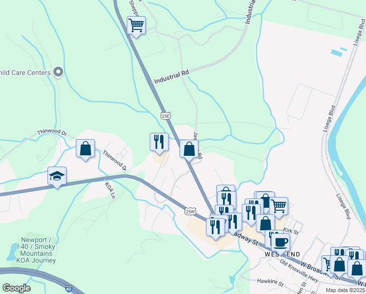 map of restaurants, bars, coffee shops, grocery stores, and more near 141-151 Jasmine Road in Newport