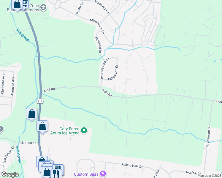 map of restaurants, bars, coffee shops, grocery stores, and more near 2084 Kidd Road in Nolensville