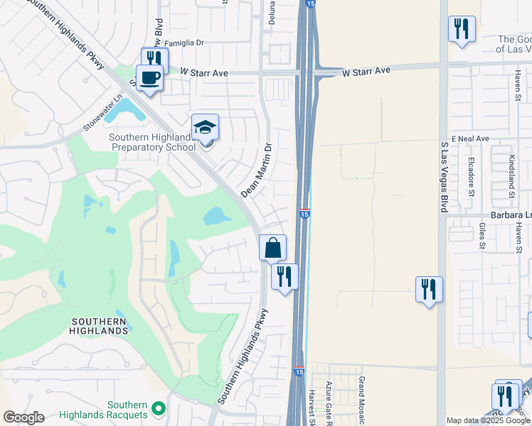 map of restaurants, bars, coffee shops, grocery stores, and more near 11674 Firesteed Place in Las Vegas