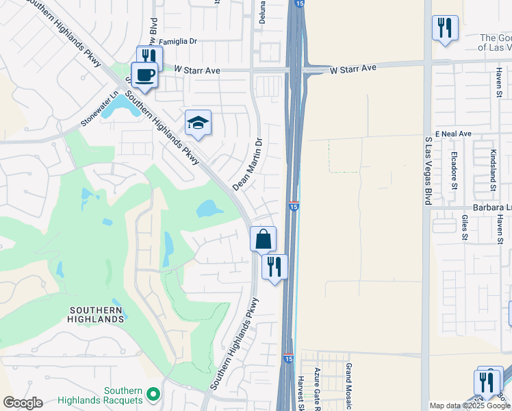 map of restaurants, bars, coffee shops, grocery stores, and more near 11674 Firesteed Place in Las Vegas