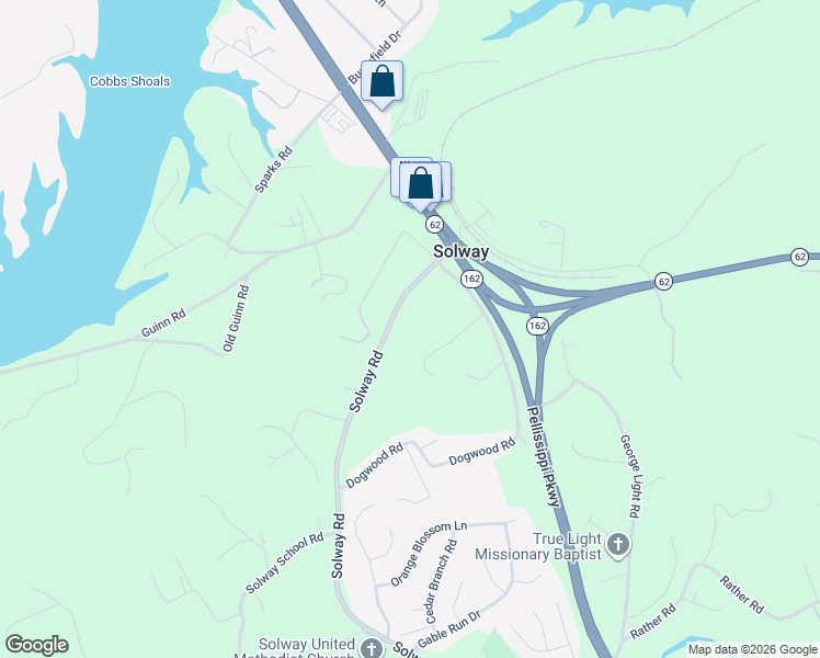 map of restaurants, bars, coffee shops, grocery stores, and more near 3817 Solway Road in Knoxville