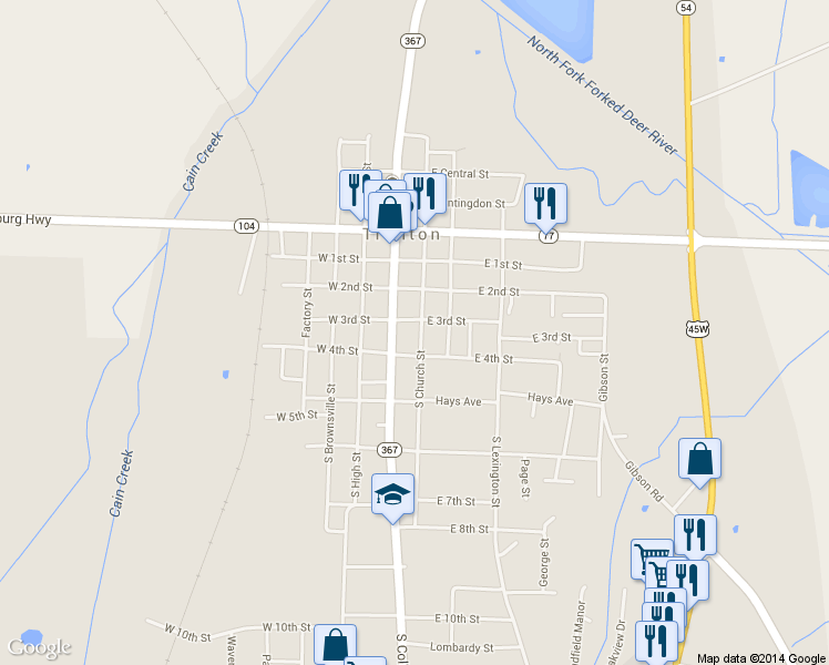 map of restaurants, bars, coffee shops, grocery stores, and more near 402 S Church St in Trenton