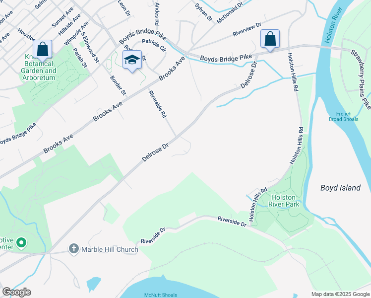 map of restaurants, bars, coffee shops, grocery stores, and more near 3105 Marble Hill Boulevard in Knoxville