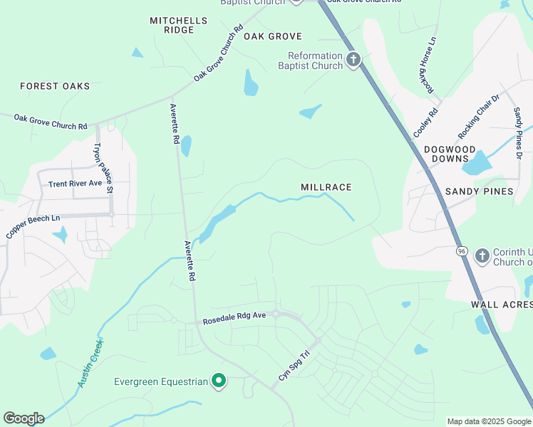 map of restaurants, bars, coffee shops, grocery stores, and more near 5360 Mill Dam Road in Wake Forest