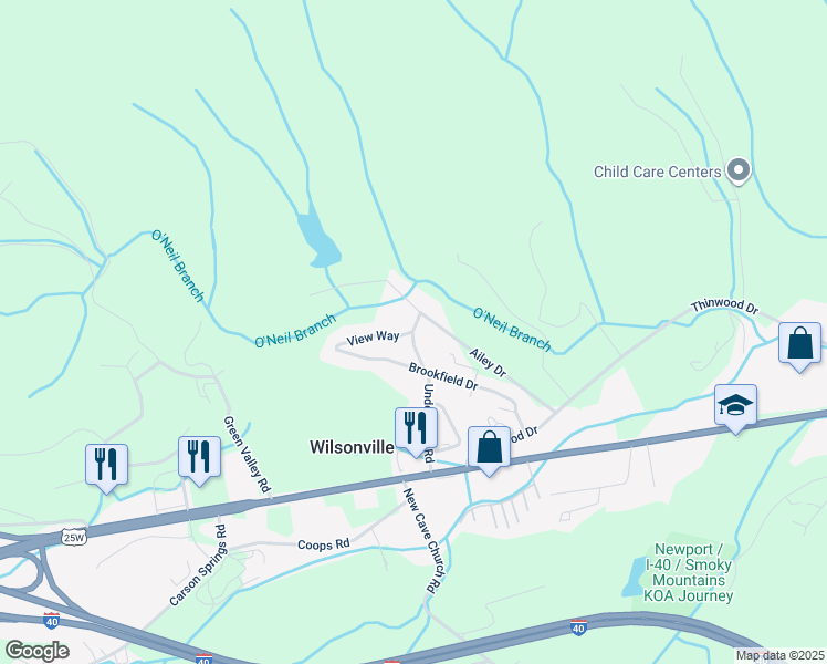 map of restaurants, bars, coffee shops, grocery stores, and more near 208 Violet Drive in Newport