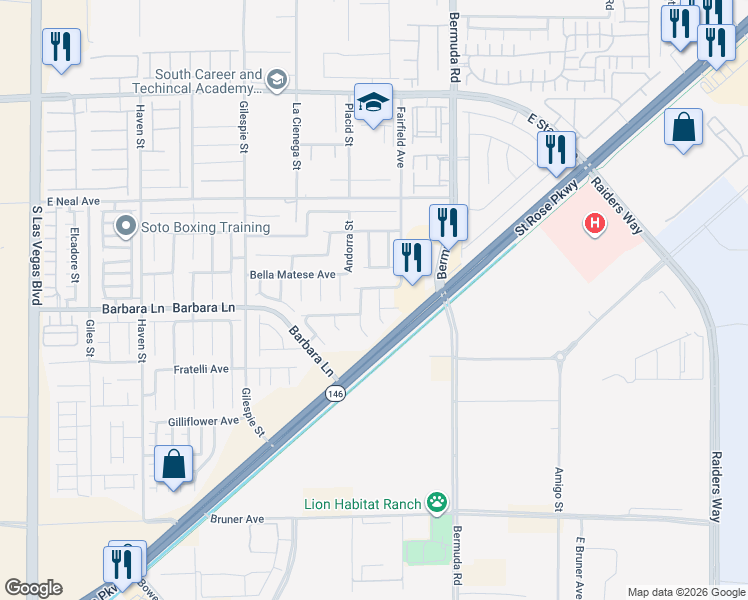 map of restaurants, bars, coffee shops, grocery stores, and more near 11681 Splendor View Drive in Las Vegas