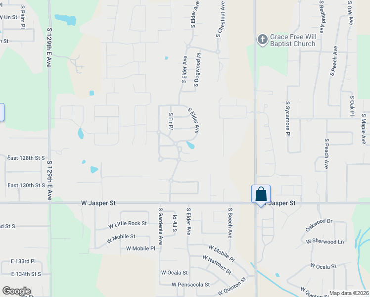 map of restaurants, bars, coffee shops, grocery stores, and more near 7513 South Fir Avenue in Broken Arrow