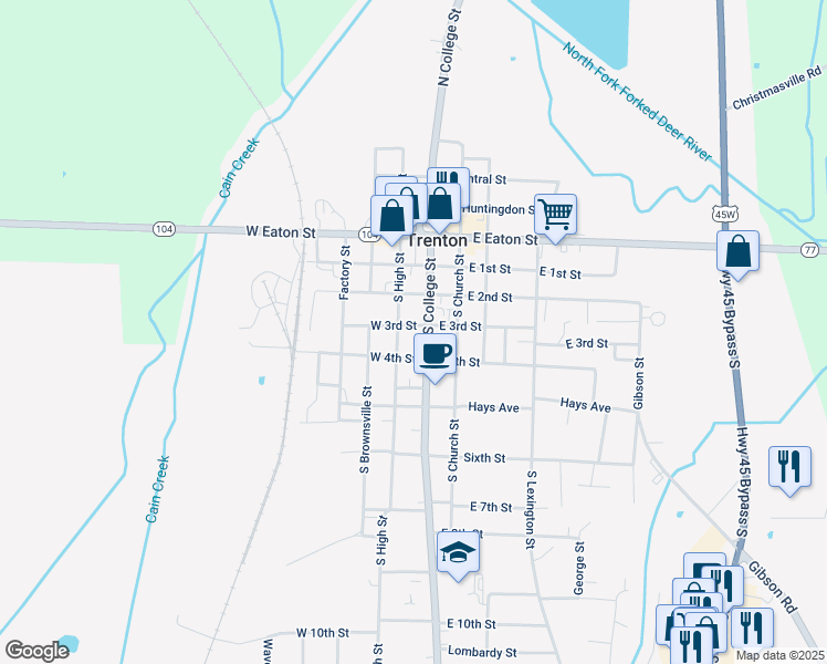 map of restaurants, bars, coffee shops, grocery stores, and more near 401 South High Street in Trenton