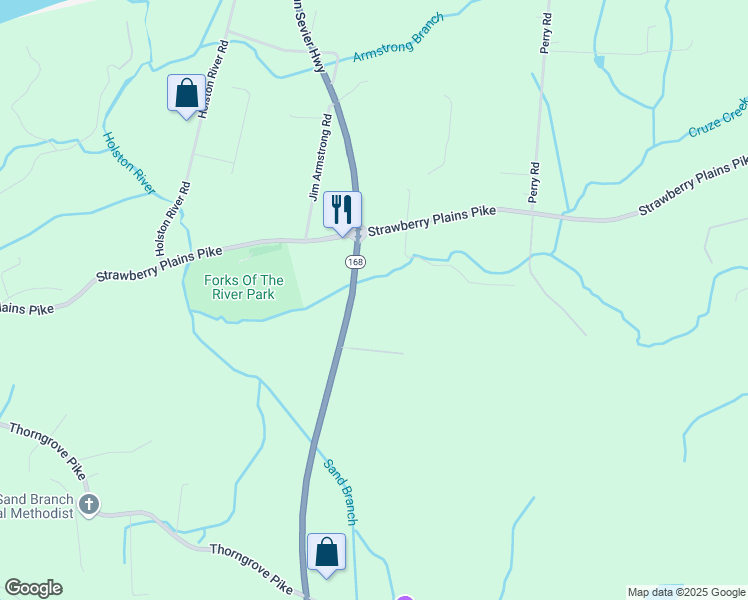 map of restaurants, bars, coffee shops, grocery stores, and more near 3718 East Governor John Sevier Highway in Knoxville