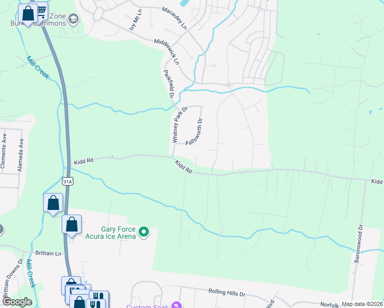 map of restaurants, bars, coffee shops, grocery stores, and more near 2084 Kidd Road in Nolensville