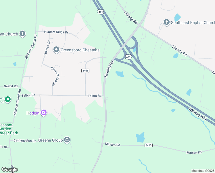 map of restaurants, bars, coffee shops, grocery stores, and more near 2006 State Road 3418 in Pleasant Garden