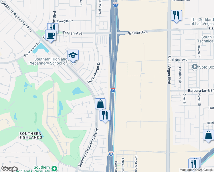 map of restaurants, bars, coffee shops, grocery stores, and more near 3015 Costa Miole Drive in Las Vegas