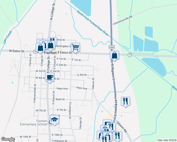map of restaurants, bars, coffee shops, grocery stores, and more near 533 East 3rd Street in Trenton