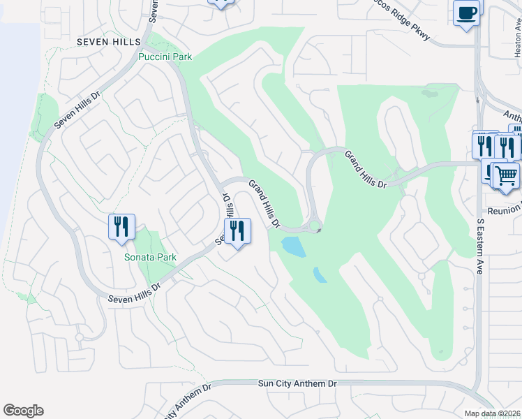 map of restaurants, bars, coffee shops, grocery stores, and more near 2900 Carmelo Drive in Henderson