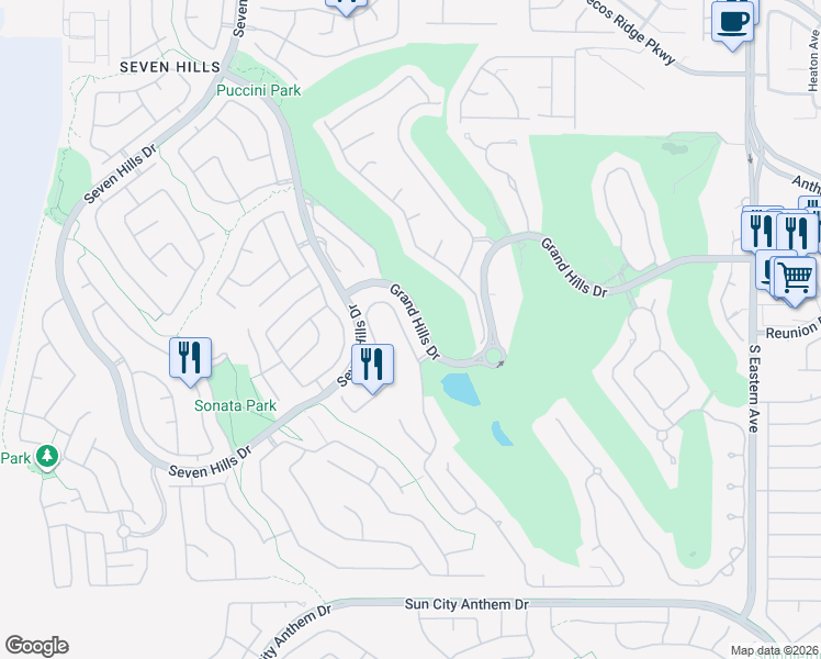 map of restaurants, bars, coffee shops, grocery stores, and more near 2900 Carmelo Drive in Henderson