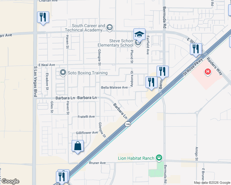 map of restaurants, bars, coffee shops, grocery stores, and more near 11698 Nardo Court in Las Vegas