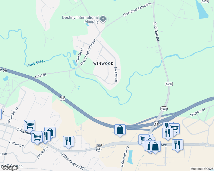 map of restaurants, bars, coffee shops, grocery stores, and more near 544-556 Indian Trail in Nashville