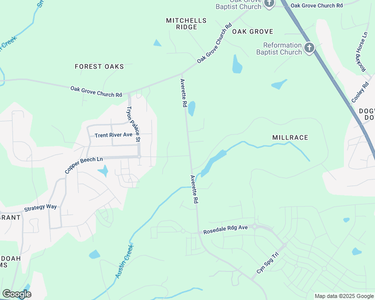 map of restaurants, bars, coffee shops, grocery stores, and more near 2221 Averette Road in Wake Forest