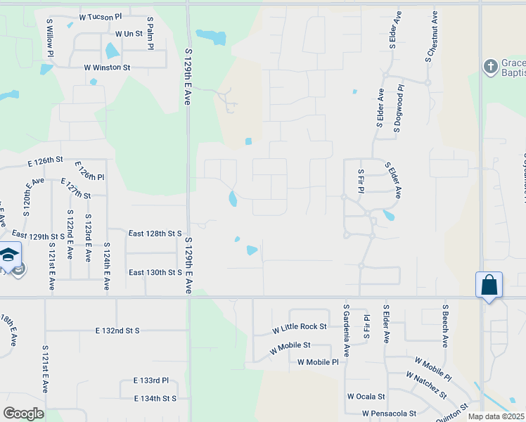 map of restaurants, bars, coffee shops, grocery stores, and more near 3221 West Fredericksburg Street in Broken Arrow
