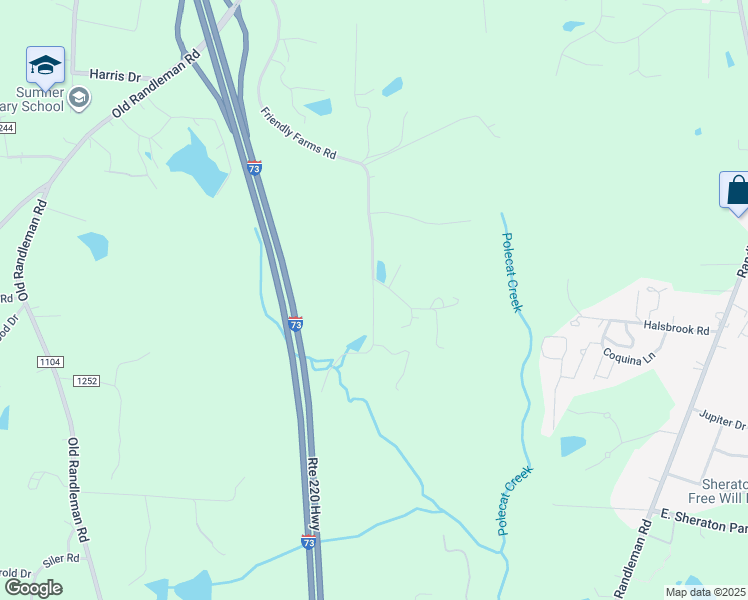 map of restaurants, bars, coffee shops, grocery stores, and more near 4990 Friendly Farms Road in Greensboro