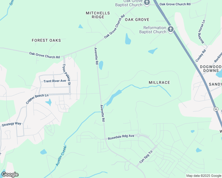 map of restaurants, bars, coffee shops, grocery stores, and more near 5217 Mill Dam Road in Wake Forest