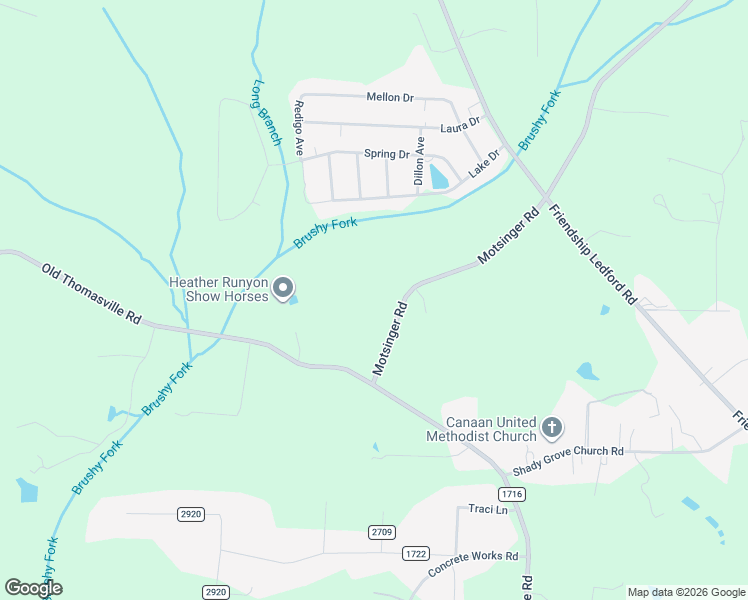 map of restaurants, bars, coffee shops, grocery stores, and more near 2834 Motsinger Road in Winston-Salem