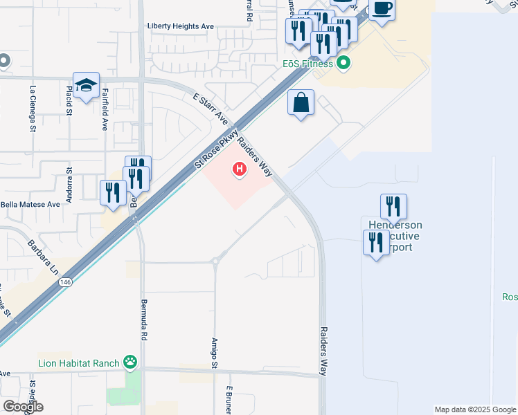 map of restaurants, bars, coffee shops, grocery stores, and more near 3610 Sunridge Heights Parkway in Henderson