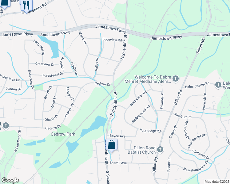 map of restaurants, bars, coffee shops, grocery stores, and more near 210 South Scientific Street in High Point