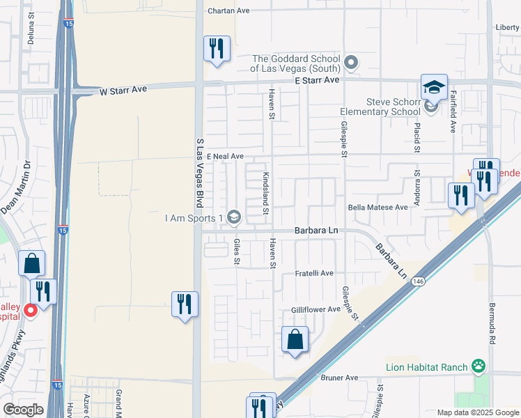 map of restaurants, bars, coffee shops, grocery stores, and more near 77 Jewel Mine Avenue in Las Vegas