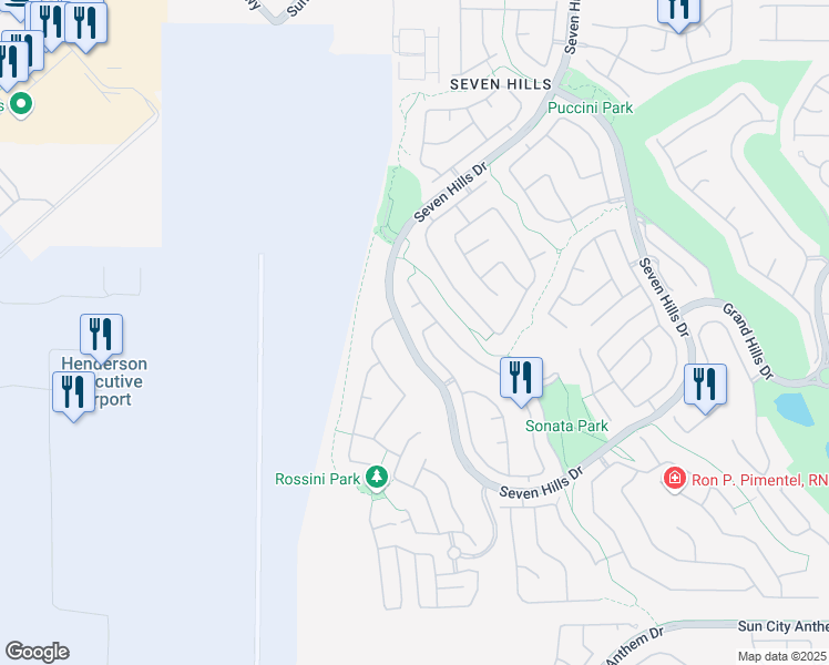 map of restaurants, bars, coffee shops, grocery stores, and more near 1337 Via Savona Drive in Henderson