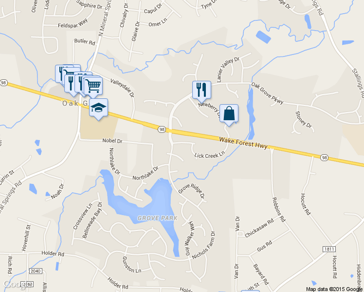 map of restaurants, bars, coffee shops, grocery stores, and more near 4113 Hampstead Village Drive in Durham