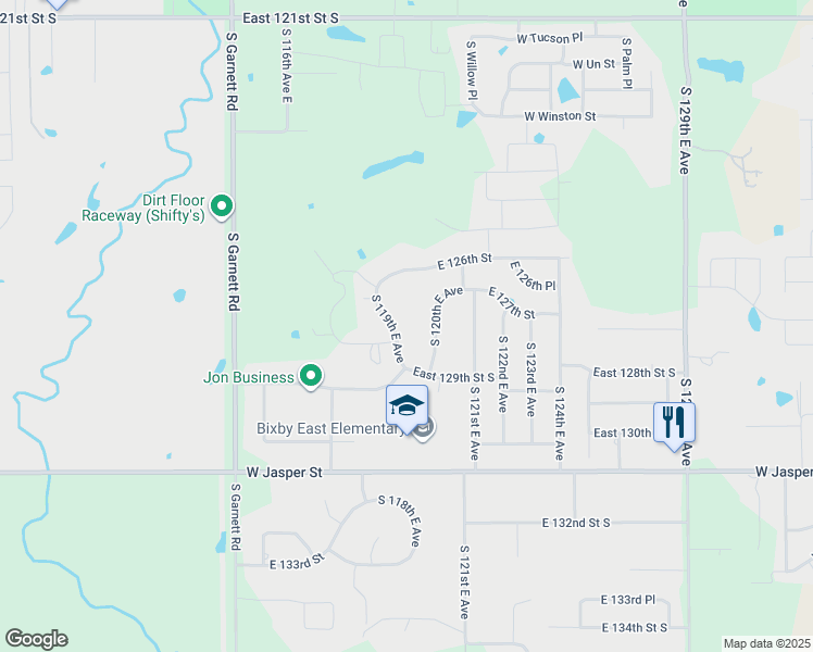 map of restaurants, bars, coffee shops, grocery stores, and more near 12643 South 119th East Avenue in Broken Arrow