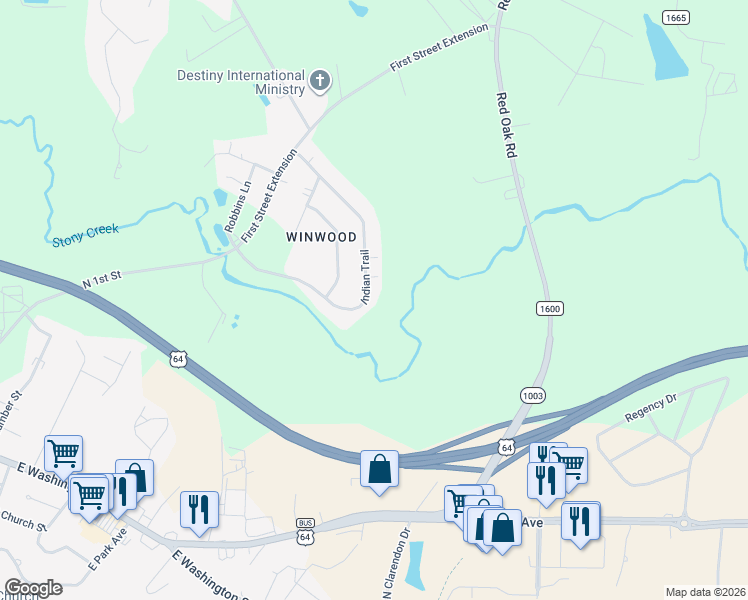 map of restaurants, bars, coffee shops, grocery stores, and more near 544 Indian Trail in Nashville