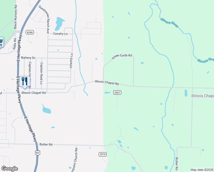 map of restaurants, bars, coffee shops, grocery stores, and more near 13130 Illinois Chapel Road in Prairie Grove