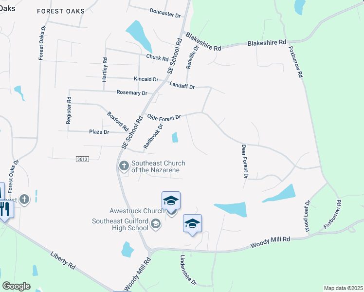 map of restaurants, bars, coffee shops, grocery stores, and more near 5308 Graycliff Drive in Greensboro