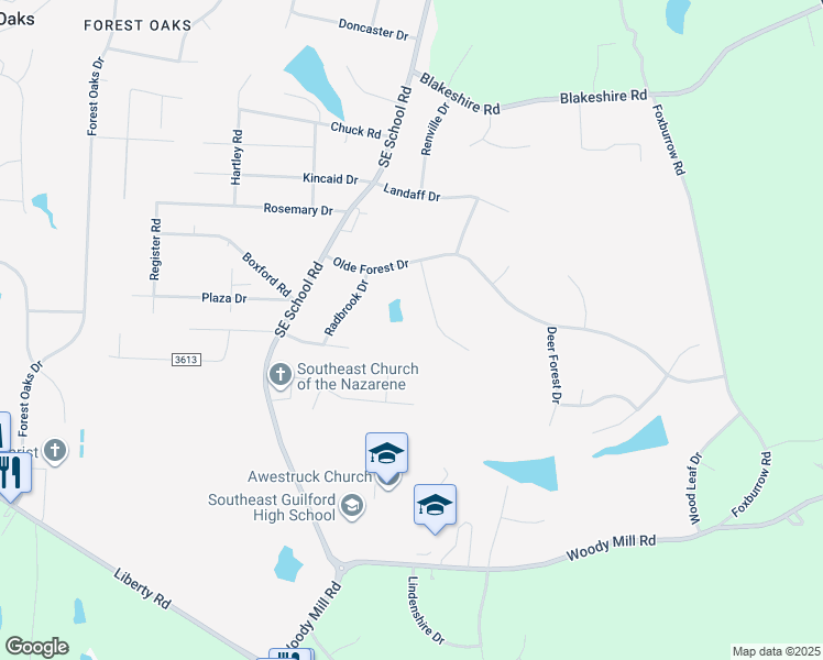 map of restaurants, bars, coffee shops, grocery stores, and more near 5308 Graycliff Drive in Greensboro