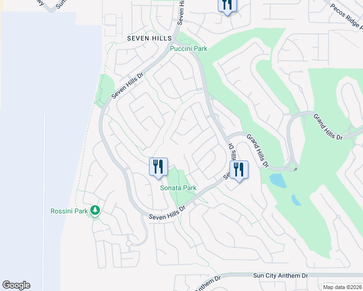 map of restaurants, bars, coffee shops, grocery stores, and more near 1268 Morning Skyline Court in Henderson