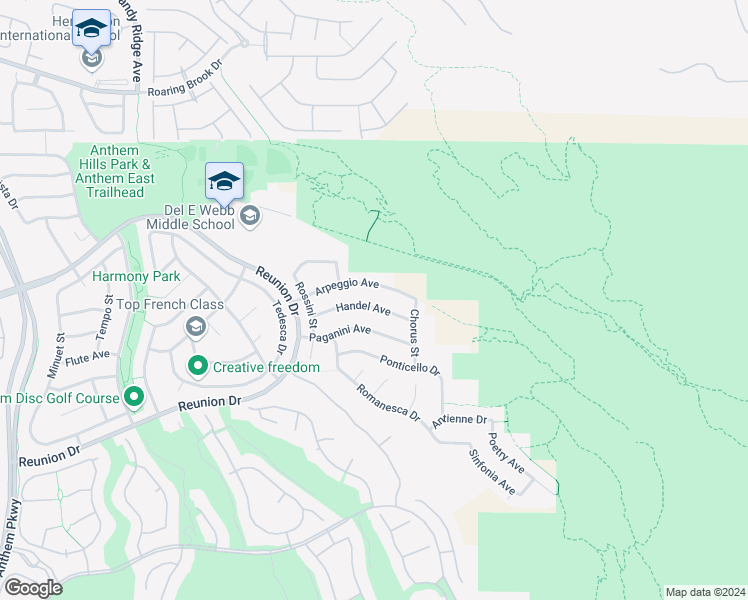 map of restaurants, bars, coffee shops, grocery stores, and more near 2138 Handel Avenue in Henderson