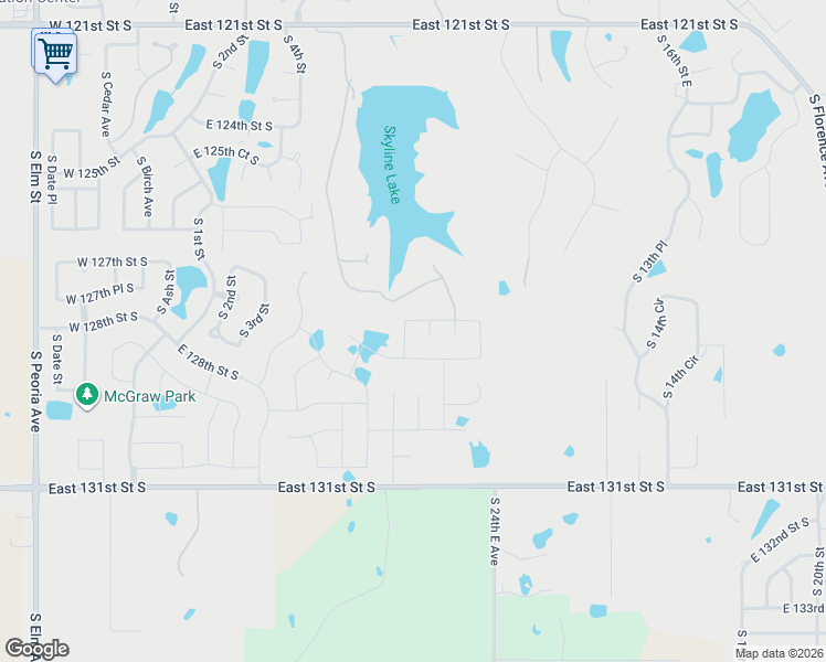 map of restaurants, bars, coffee shops, grocery stores, and more near 528 East 121st Street South in Jenks
